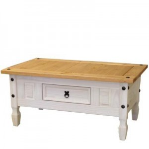 Konferenční stolek Corona bílý vosk masiv borovice IDEA nábytek ID-163910B