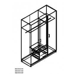 Šatní skříň ESO 3 dveře šuplíky lamino buk